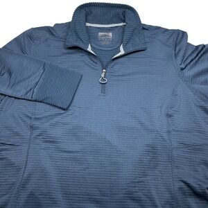 ORVIS Mens Pullover 1/4 Zip Performance Long Sleeve Shirt Navy Blue Size Large